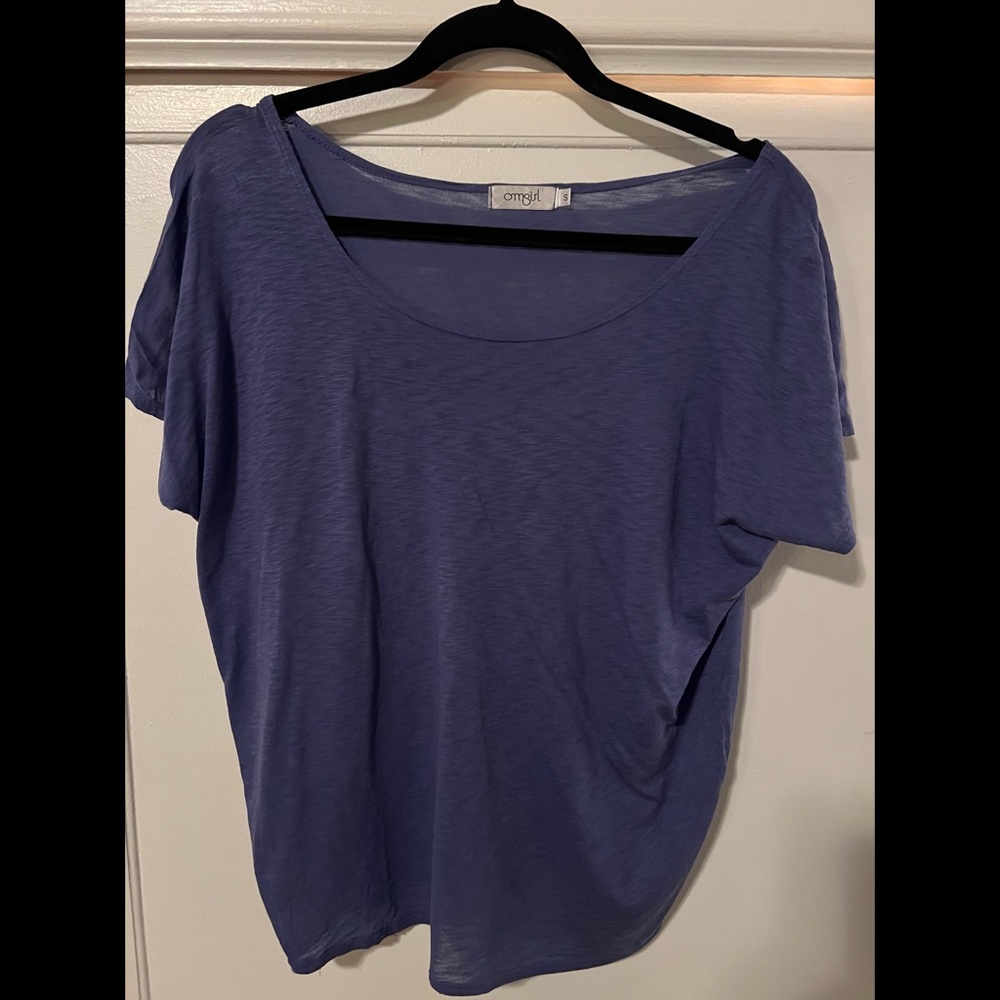 OMGIRL Purple T-Shirt with open cut pattern on back - Size S
